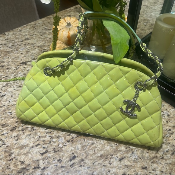 CHANEL Handbags - CHANEL Quilted Green Patent Leather Just Mademoiselle Shoulder Bag